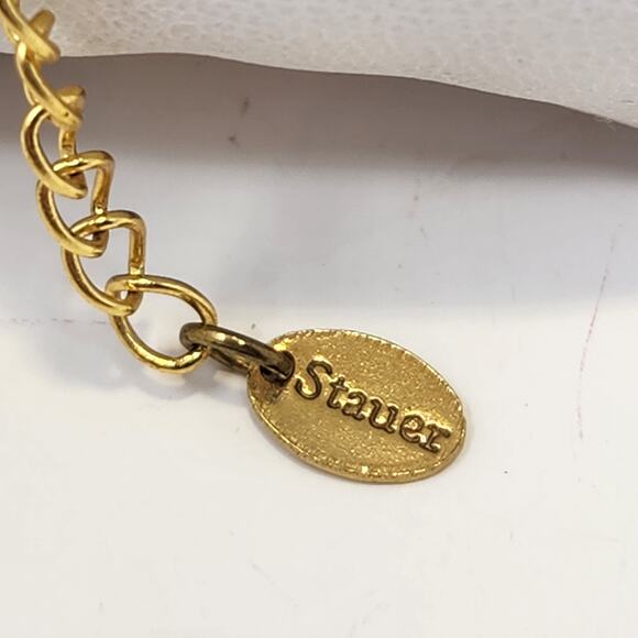 Stauer Larimar Tumbled Bead Triple Strand Bracelet Gold Tone Clasp Adjustable - Picture 4 of 5